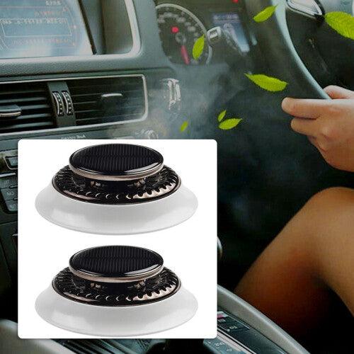 (Black) 2PCS Universal Car Air Solar Creative Rotation Perfume Diffuser Small Lasting Fragrance Automobiles Interior Accessories