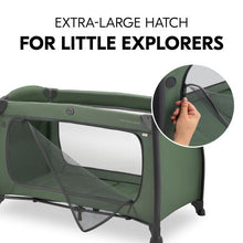 hauck Play N Relax Center Travel Cot, Dark Green - Fast Folding & Compact, with Changing Mat & Travel Bag, 120cm x 60cm, from Birth - 15kg