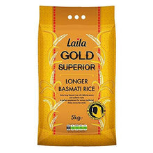 Laila Gold Superior Longer Basmati Rice 5Kg. Extra Long Basmati Rice with Delicate Aroma and Authentic Taste.